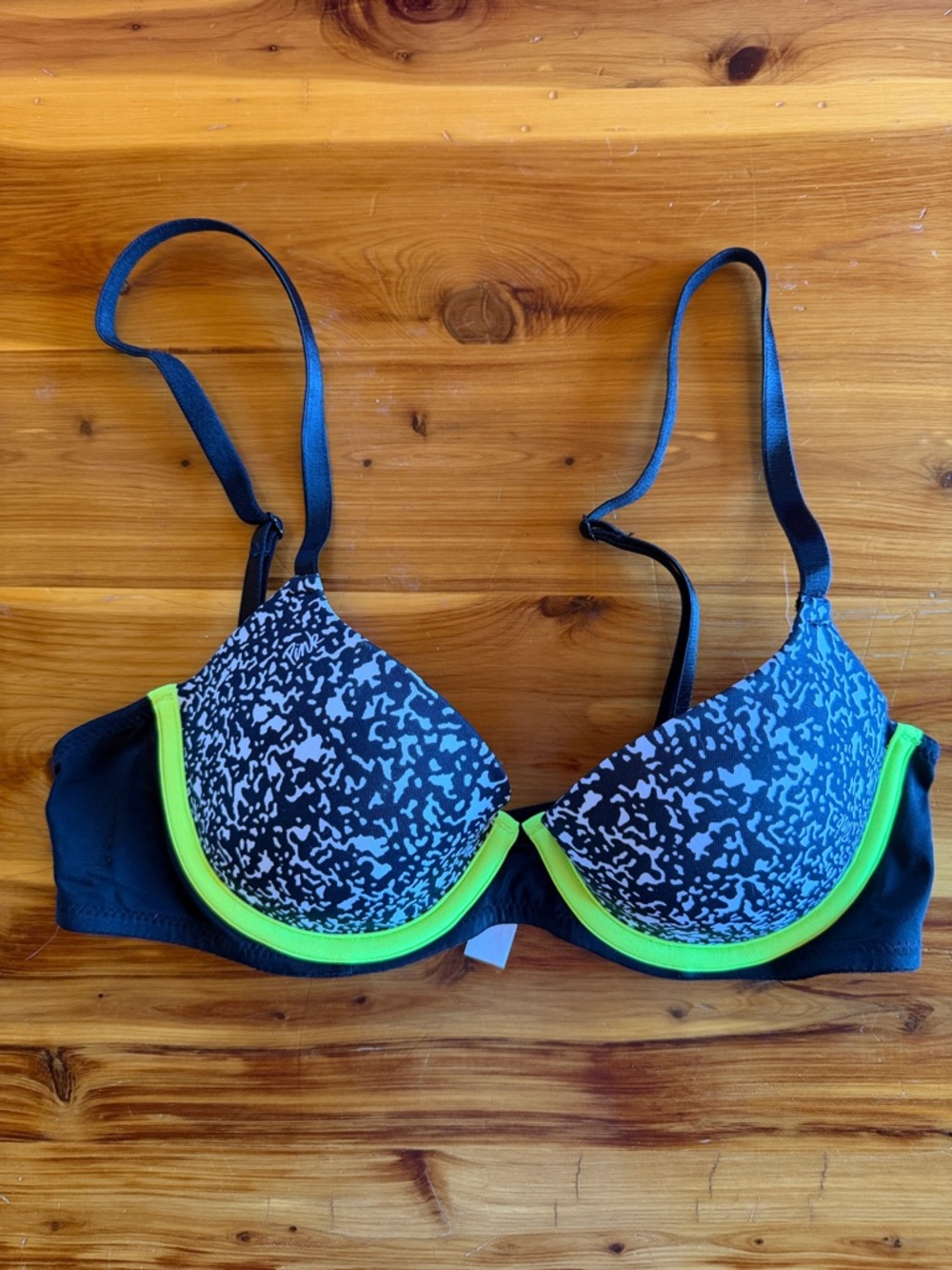 Victoria's Secret Black Bra with Neon Green Trim